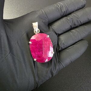 Vintage Pink Oval Faceted Pendant